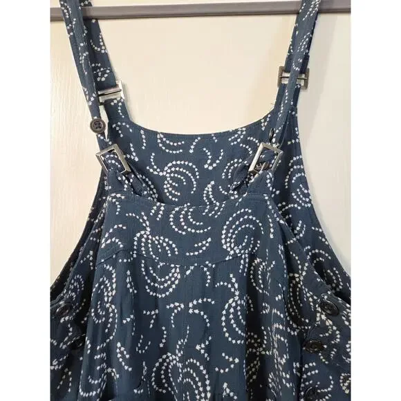 Maeve Anthropologie Blue Tidal Pools Cropped Jumpsuit Overalls, Size Medium - Picture 13 of 15